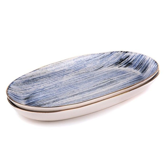 Assiettes - Non spécifié - Set de 6 - Bleu et Blanc - Assiette plate - Compatible lave-vaisselle