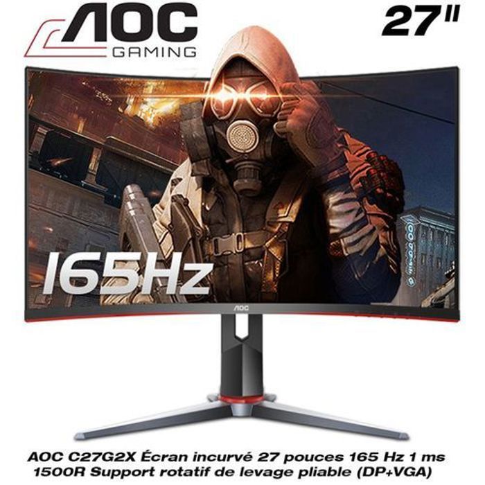 Moniteur de jeu incurvé - AOC - C27G2X - 27 pouces - 165 Hz - AMD FreeSync Premium