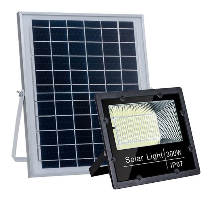 Projecteur Energie Solaire 300W avec panneau solaire et télécommande
