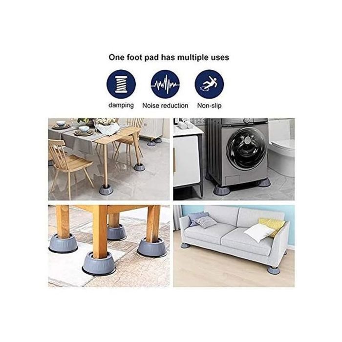 4 tapis antivibration pour machine à laver et antidérapants