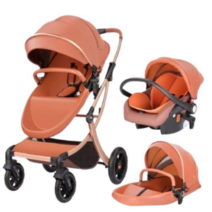 Poussette de Luxe Pliable Porte-poussette de bébé 2 en 1 avec siège en Cuir PU pour Bébé, Nouveau-né, porte-siège