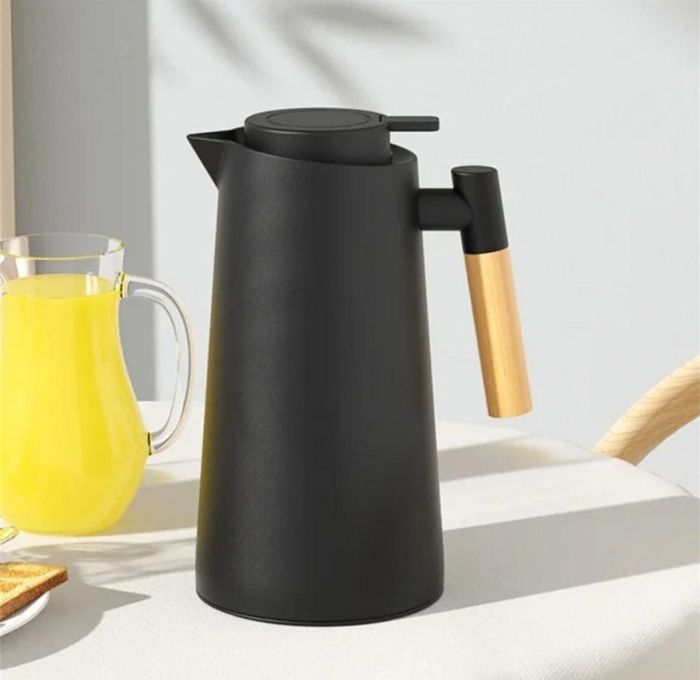 Thermos - Noir - 5010 - 1 litre - Isolation 12h - Poignée en bois