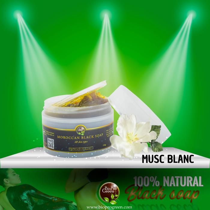 Savon noir Marocain BIO parfumé au musc blan - Sabone béldi