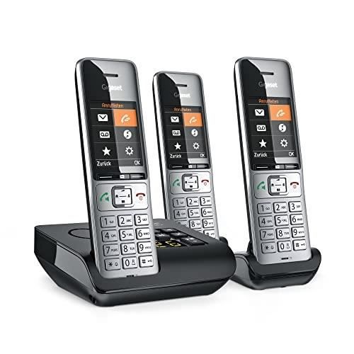 Silver/Svart Trådlös Telefon - Gigaset - Comfort 500A Trio - 3 Enheter - Högtalartelefon