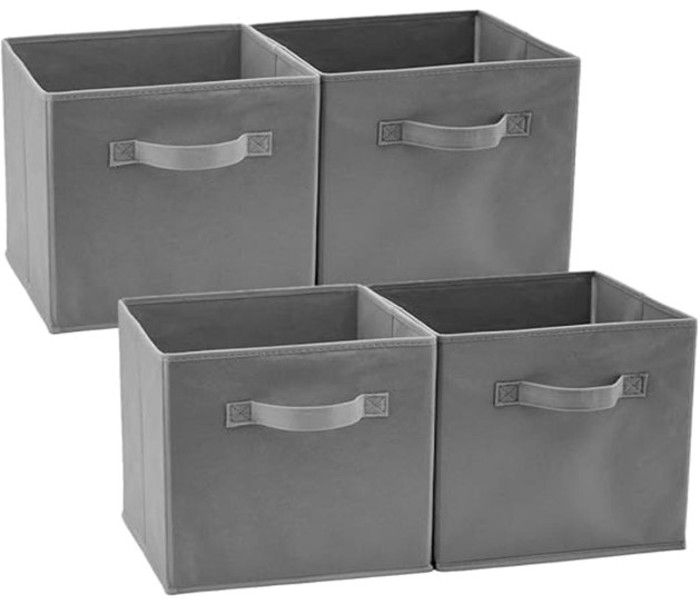 Boîtes de Rangement, Pack de 4 Panier Cube de Rangement - 26.7 x 26.7 x 28 cm/Gris