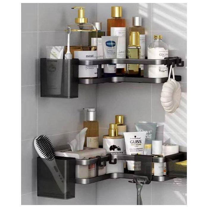 Étagères d'angle murale - Inox - Salle de bain - Design moderne - Rangement élégant - Résistantes à l'eau