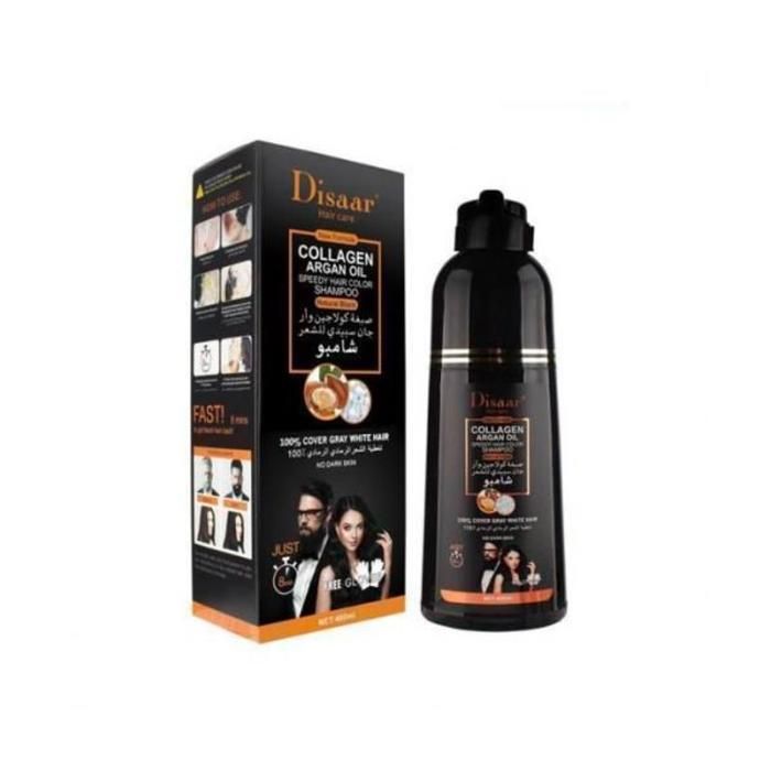Disaar Shampooing et teinture capillaire au collagène et à l'huile d'argan,  400 ml