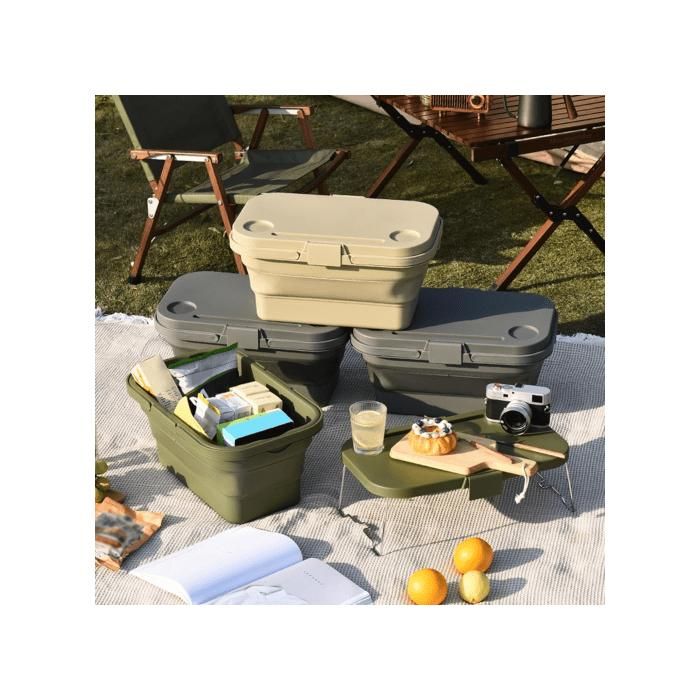 Panier de pique-nique pliable avec table intégrée et seau étanche portable (colleur aléatoire)