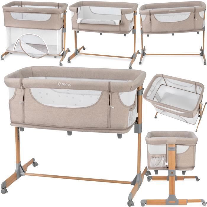 MoMi SMART BED - 4en1 - Lit Cododo, Barceau Bebe - multifonctionnel - Beige