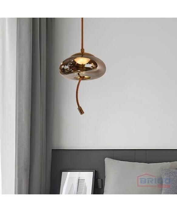SUSPENSION LED DRAMANITE GRISE FUMEE EN VERRE 200*100 MM 5W 3000K