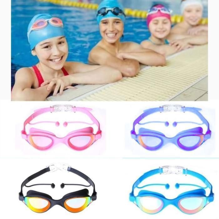Lunettes de natation unisexe silicone uv (Couleur aléatoire)