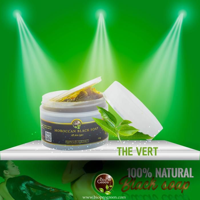 Savon noir BIO - Sabone béldi - 150g - Parfum thé vert - Exfoliation naturelle - Hydratation intense
