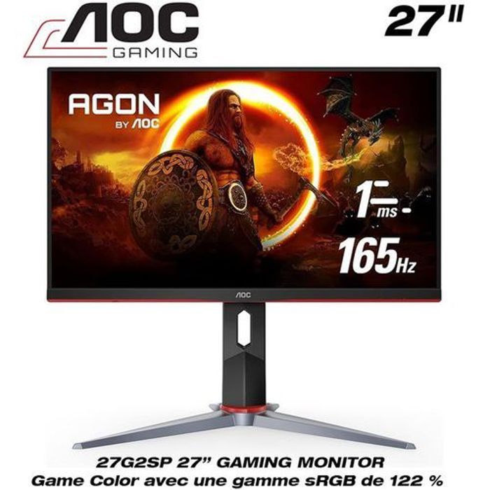 Moniteur Gaming - Aoc - 27G2SP - 27 pouces - FHD 1920x1080 - 165 Hz 1 ms