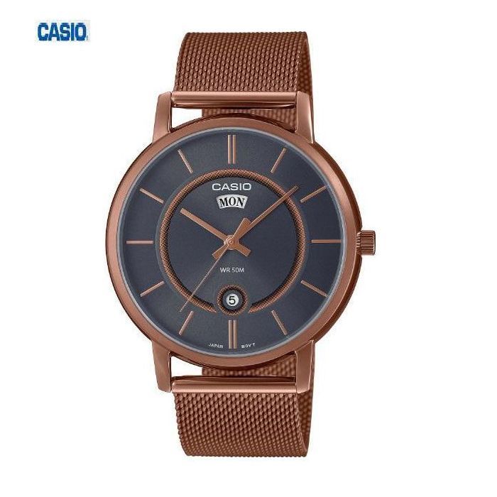 Casio Montre Homme Bracelet en maille plaqué or 3 aiguilless WR50M-mtp-b120mr-8avdf