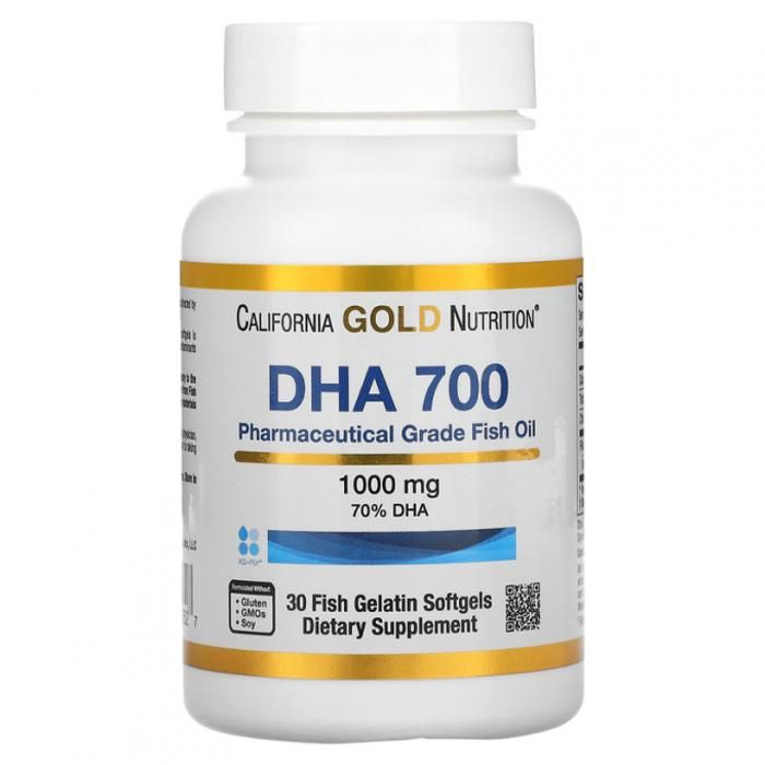 California Gold Nutrition, Huile de poisson DHA 700, Qualité pharmaceutique, 1000 mg, 30 capsules