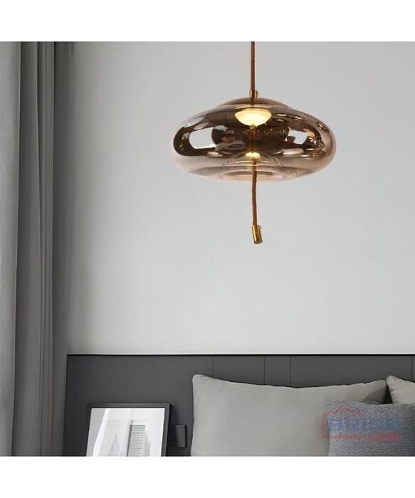 SUSPENSION LED BRISS GRISE FUMEE EN VERRE 310*130 MM 5W 3000K