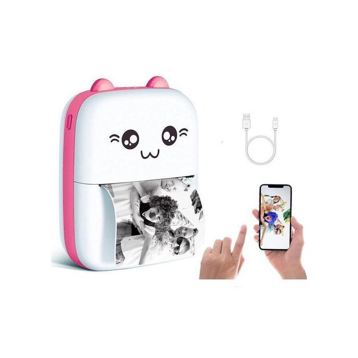 Mini imprimante photo thermique, Portable et sans encre, pour étiquettes et photos, compatible iOS/Android, Rose