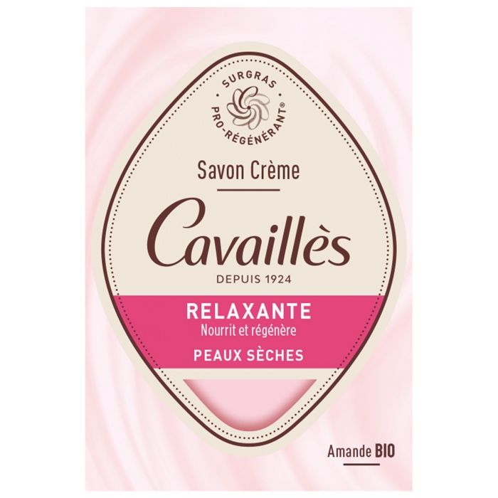 Savon solide - Cavaillès - Crème relaxante - Huile d'amande bio - Extrait naturel de rose - 100g