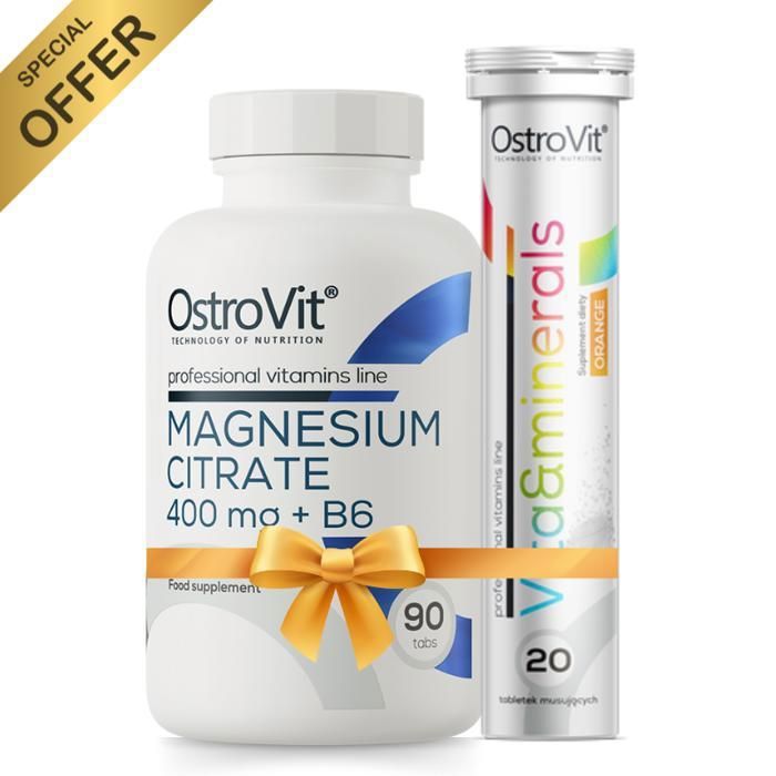 Pack Magnesium Citrate 400 mg + B6 90 Tabs + Vitamins & Minerals 20 Tabs Orange