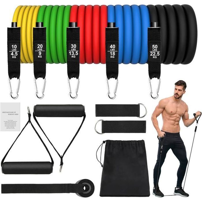 Bande Elastiques Musculation,5 Bande Résistance Fitness kit (Bon Qualité)