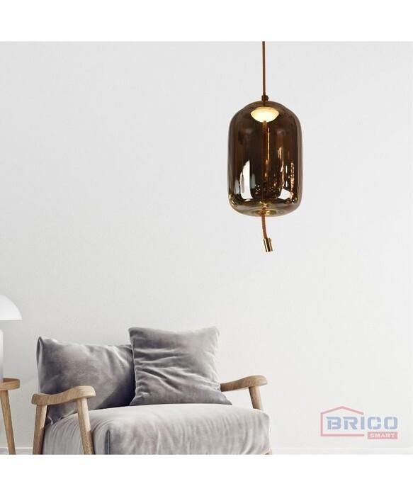 SUSPENSION LED FENGO GRISE FUMEE EN VERRE 180*260 MM 5W 3000K