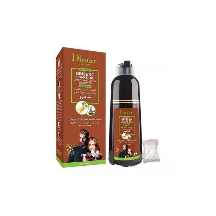 Disaar Shampoing colorant marron riche en Ginseng et huile serpent 400ml