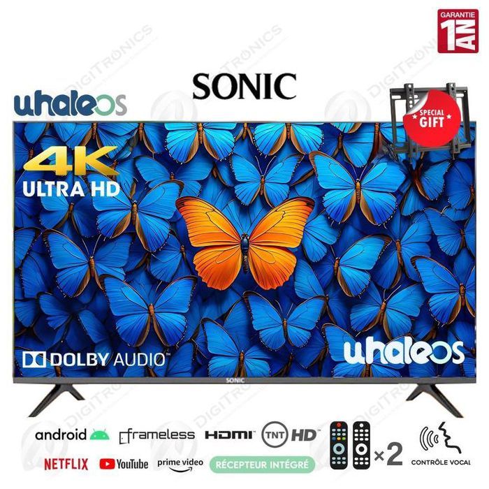 50 Smart tv 4K UHD Système WhaleOS avec Dolby Audio, Récepteur Intégré, TNT HD