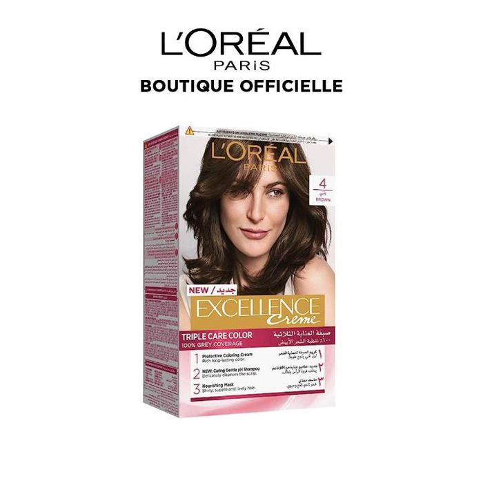 L'Oréal Paris Excellence - Crème Coloration Permanente Triple Soin 4 Châtain