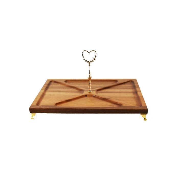 Plateau Serviteur - Marron - Rectangulaire - 4 Compartiments - Bois - 25x40 cm