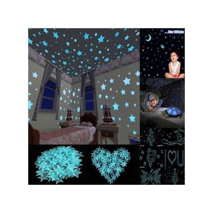 Étoiles Lumineuses Glow in the Dark - Autocollant Fluo Plastique - Décoration Fête Noël Mariage