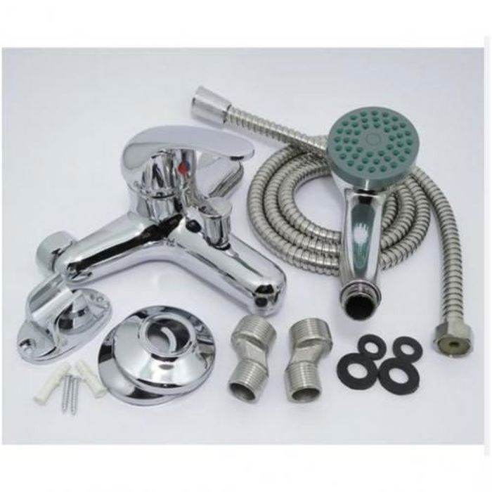 Robinet de douche - Inox - Mitigeur avec douchette flexible - 1,5m - Économie d'eau - Gris