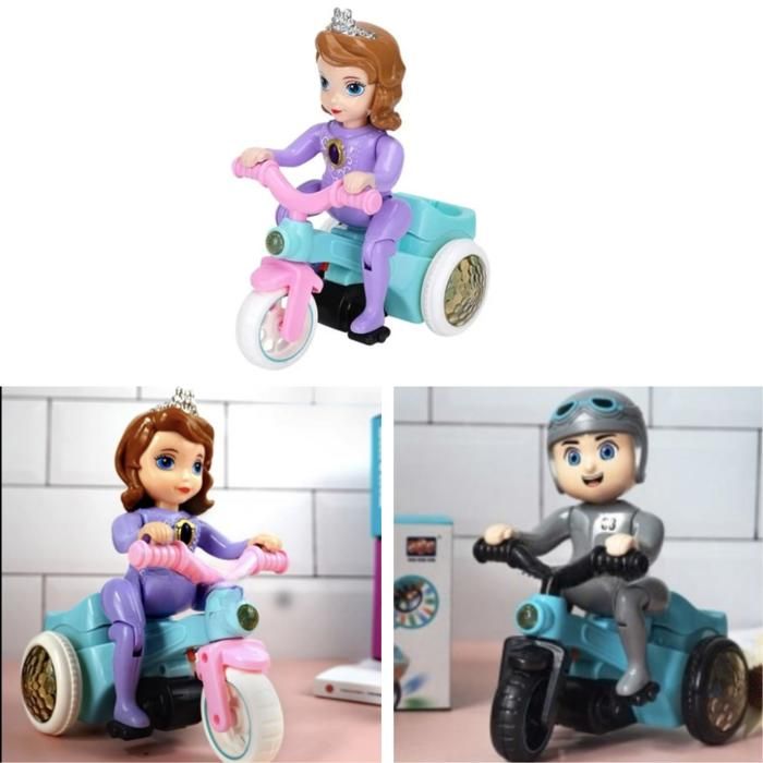 Tricycle pour enfants avec rotation à 360°, sons amusants et lumières LED clignotantes(Couleur aléatoire)