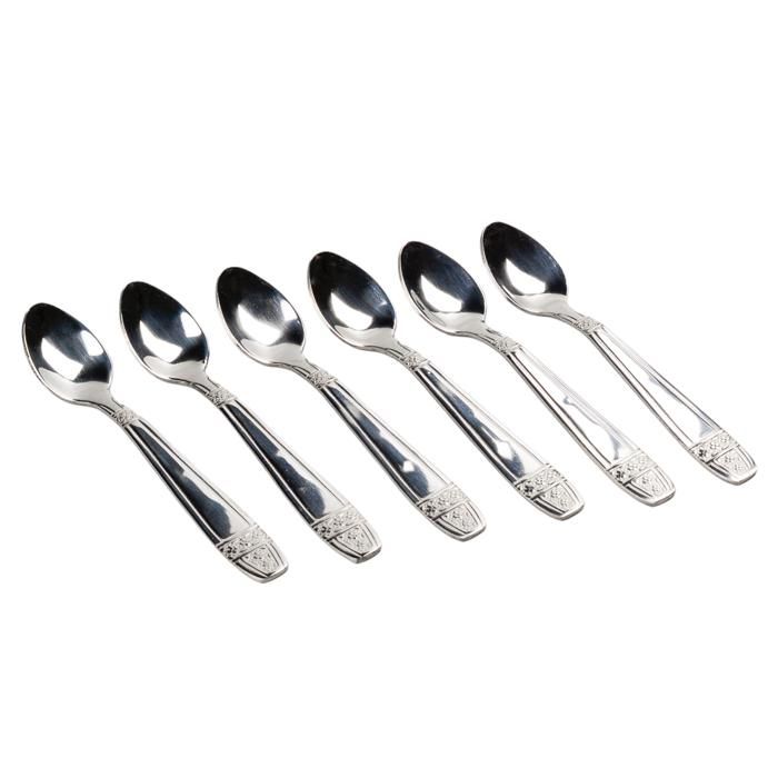 6 CUILLERES A MOKA INOX GRAVEES F