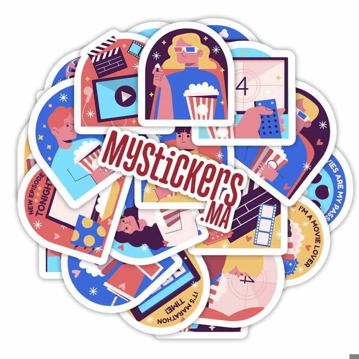 Stickers - Amateur de films et de Séries - 3D - Multicolore - Contemporain - Papier