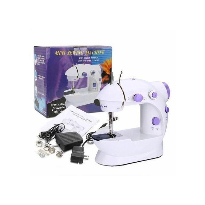Mini Sewing Machine Double Speed Automatic Thread With Light-White Épingles à piquer