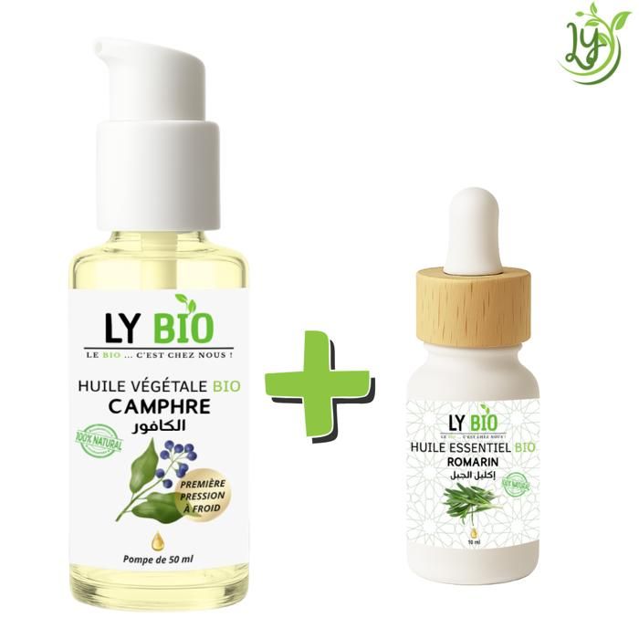 LYBIO PACK HUILE CAMPHREE 50ML - POMPE + HUILE ESSENTIEL ROMARIN 10ML
