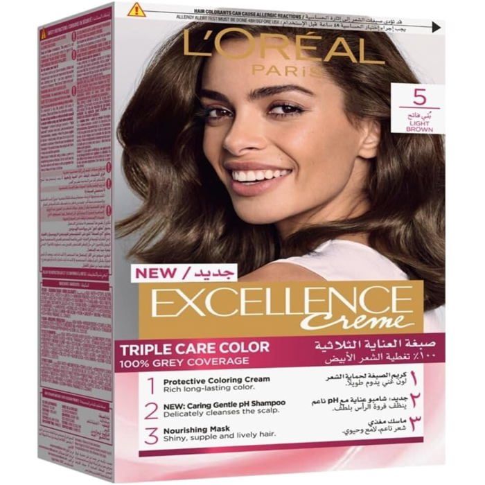 L'Oréal Paris Excellence - Crème Coloration Permanente Triple Soin 5 Châtain Clair