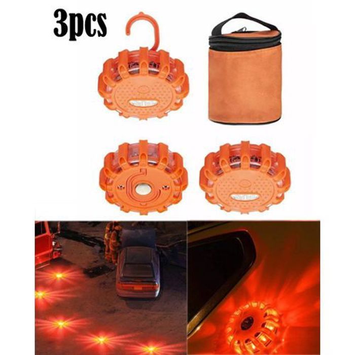 *// 3 piéces Plaque en panne clignotant Lampe d'avertissement stroboscopique d'urgence magnétique pour voiture,(Couleur aléatoire)
