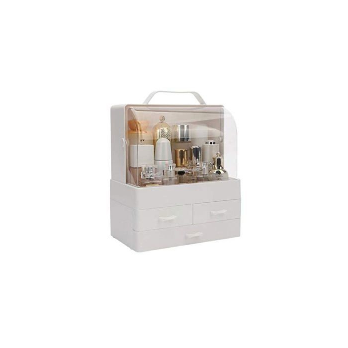 Boîte de rangement de maquillage , support moderne, poignée portable, étanche, tiroirs anti-poussière, couleur aléatoir