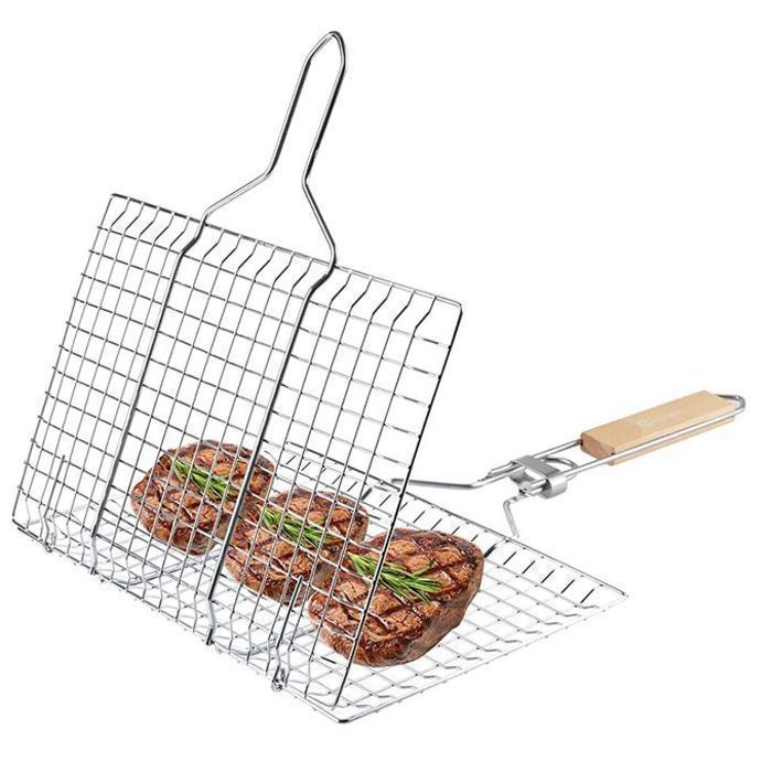 Grille de barbecue en acier inoxydable avec poignée - accessoires pour barbecue