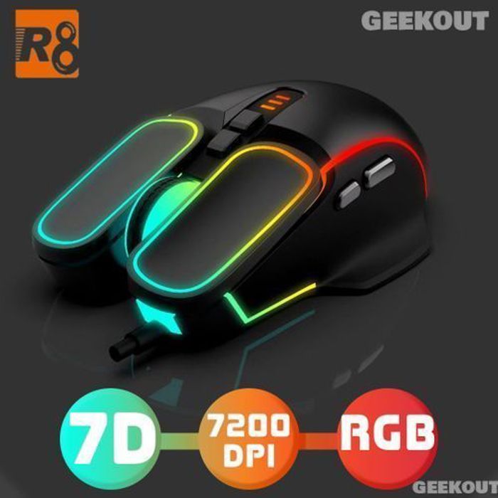 R8 Souris gamer 7 Buttons 7200 DPI elegante gaming mouse