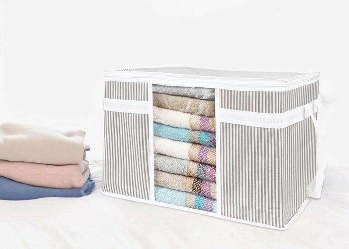 Boîte de Rangement - Noname - Pack x3 - Fenêtre en PVC - Pliable - Blanc/Gris