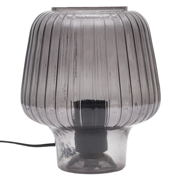 Lampe à Poser Verre Fumé "Champignon" 21cm Noir