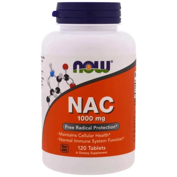 NOW FOODS NAC 1000mg (N-Acétylcystéine, Protection contre les radicaux libres) 120 Comprimés