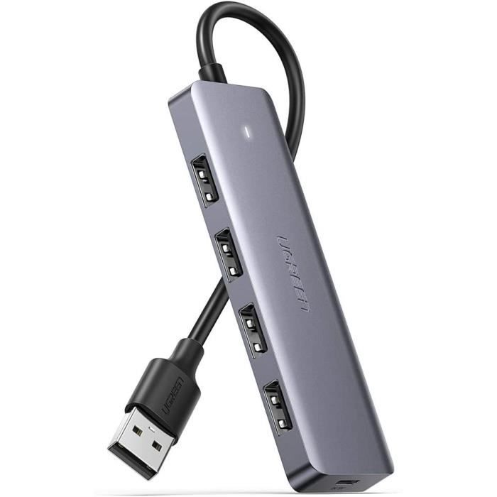 Hub USB 3.0 - UGREEN - 4 Ports - Alimentation Micro USB - Indicateur LED - 5 Gbps