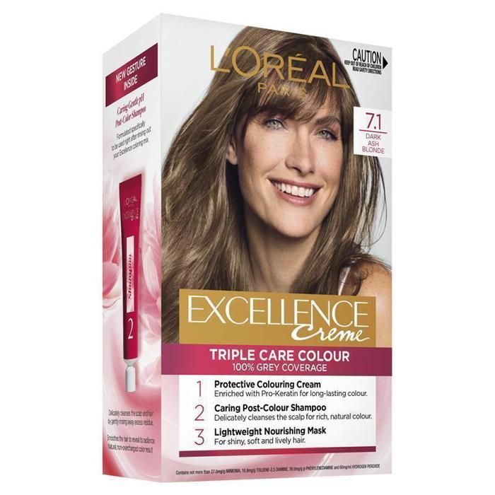 Crème Coloration Permanente - L'Oréal Paris - Excellence 7.1 - Blond Cendré - Triple Soin - Non Gras