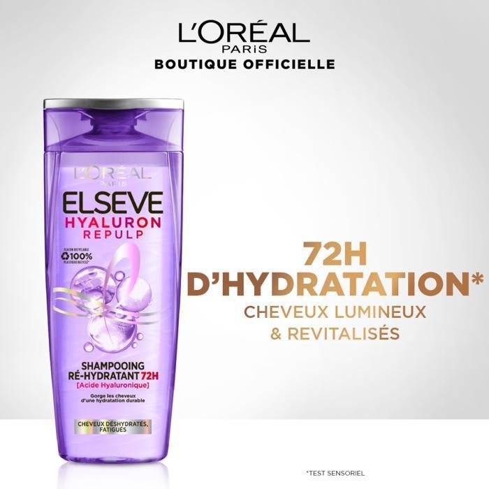 Elseve - Hyaluron Plump - Shampooing à l'acide hyaluronique pour cheveux deshydratés et en manque de vitalité - 400ml