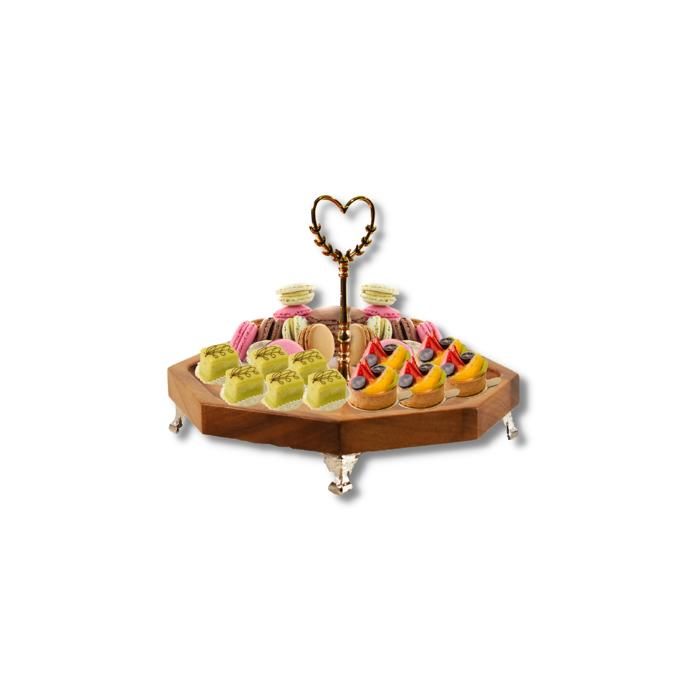 Plateau Serviteur - INSPIRATION GORMET - Hexagonal - Bois Massif - 25x25 CM - Marron
