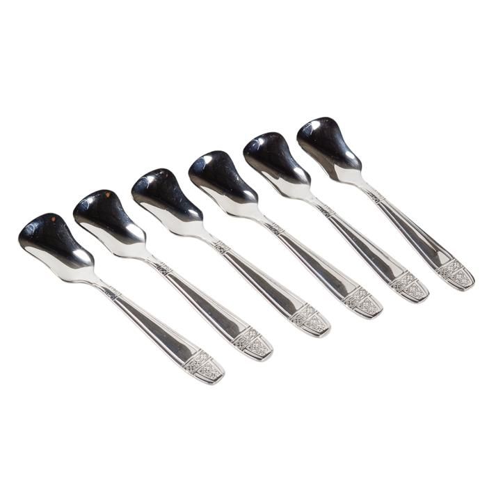 6 CUILLERES A GLACE INOX GRAVEES F