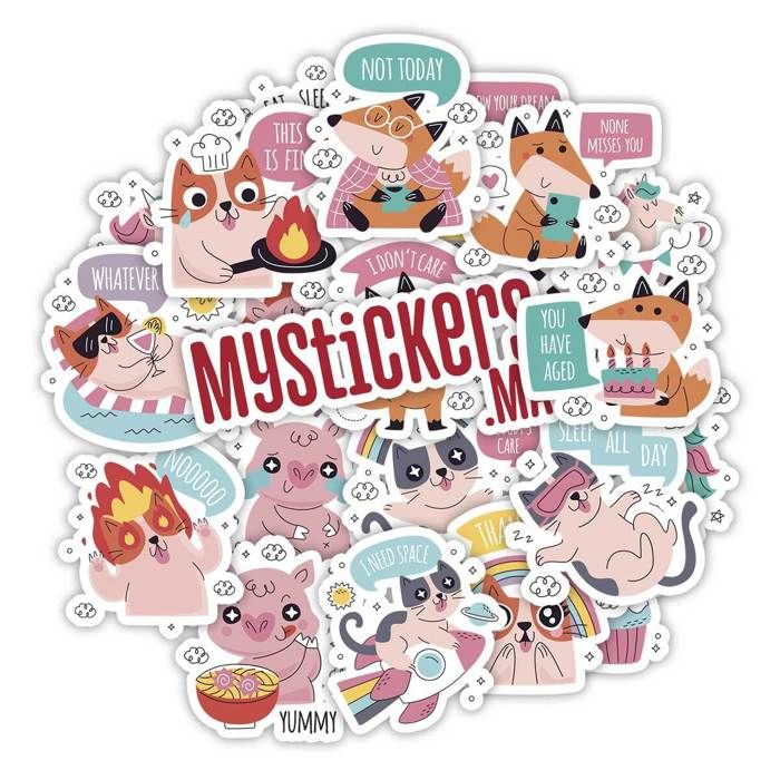 Stickers - Amusant - 3D - Multicolore - Papier - Pack de 20